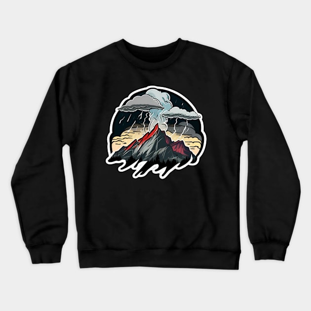 Dark Mountain Storm Sticker Crewneck Sweatshirt by Walford-Designs